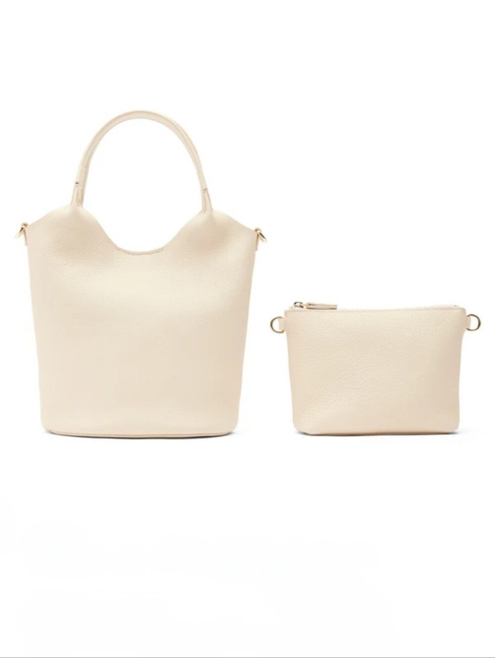 Leatherology Mia Small Bucket Tote Sand Cream Leather Tote Bag